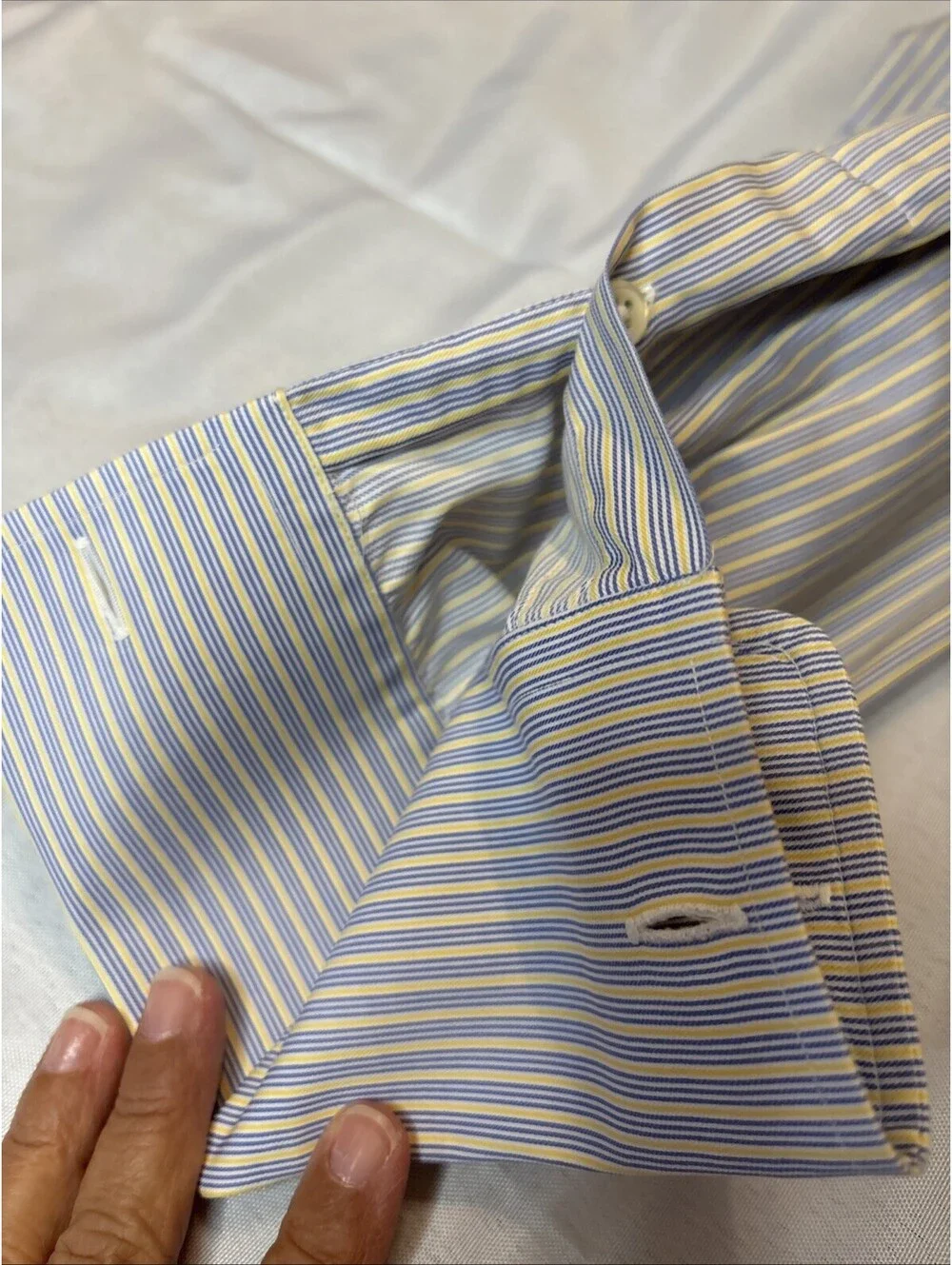 Men's Burberry London Blue/Ylw Striped Long Sleeve Button Dress Shirt 15 1/2 35